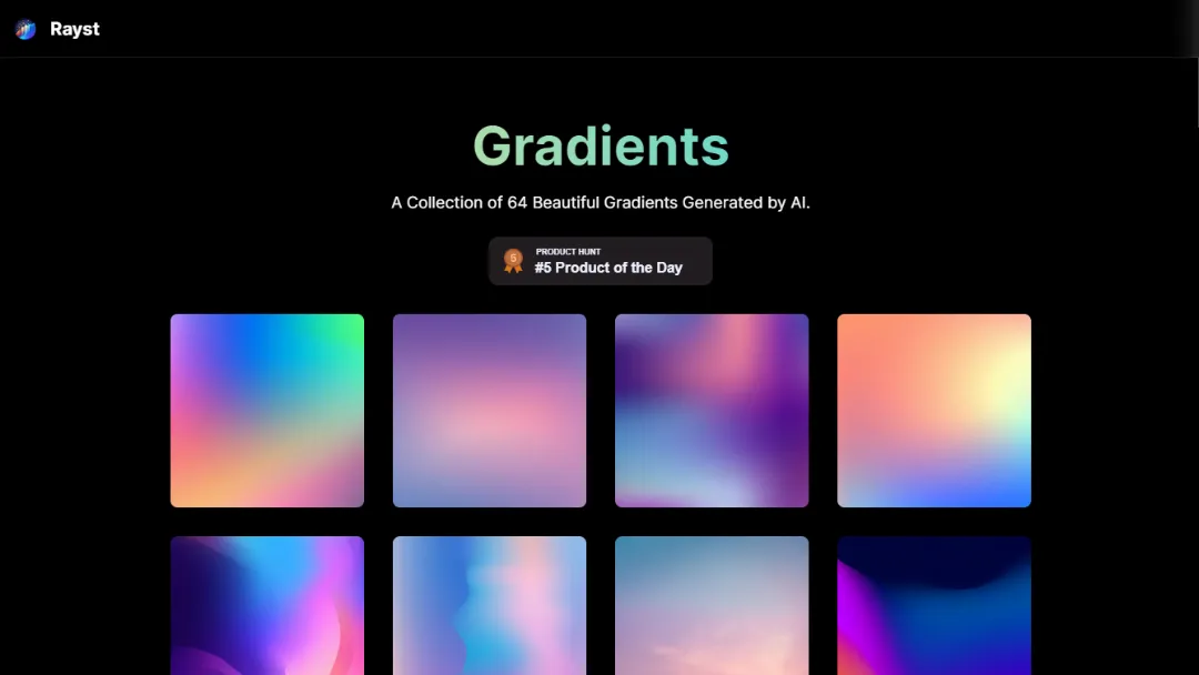 Rayst Gradients Website Screenshot