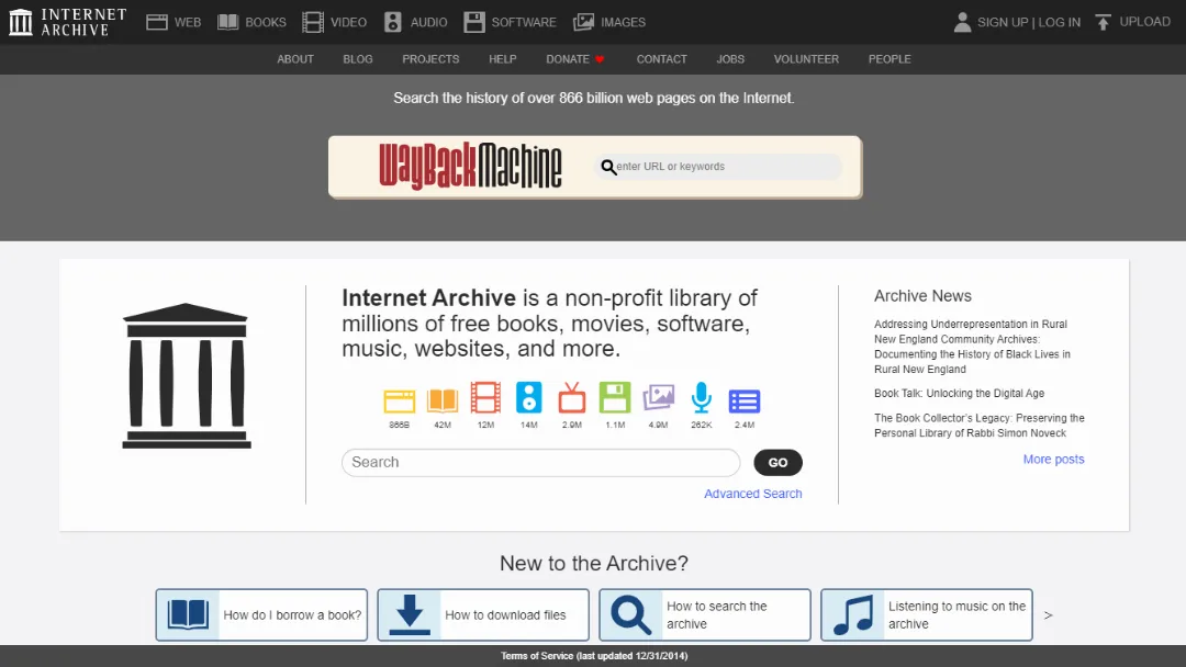 Internet Archive Screenshot