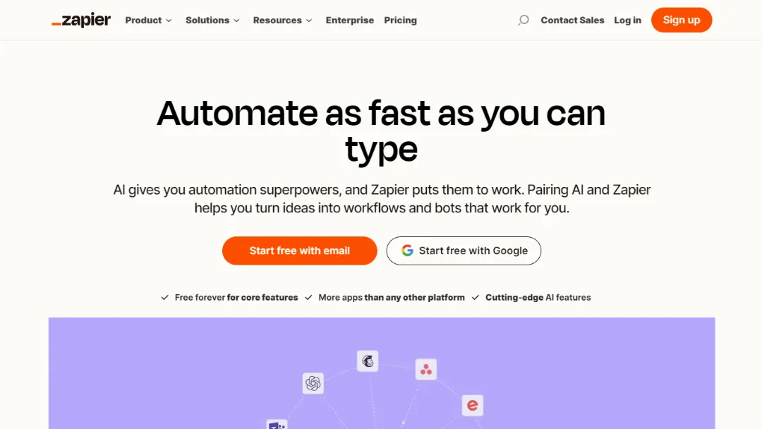 Zapier Website Screenshot