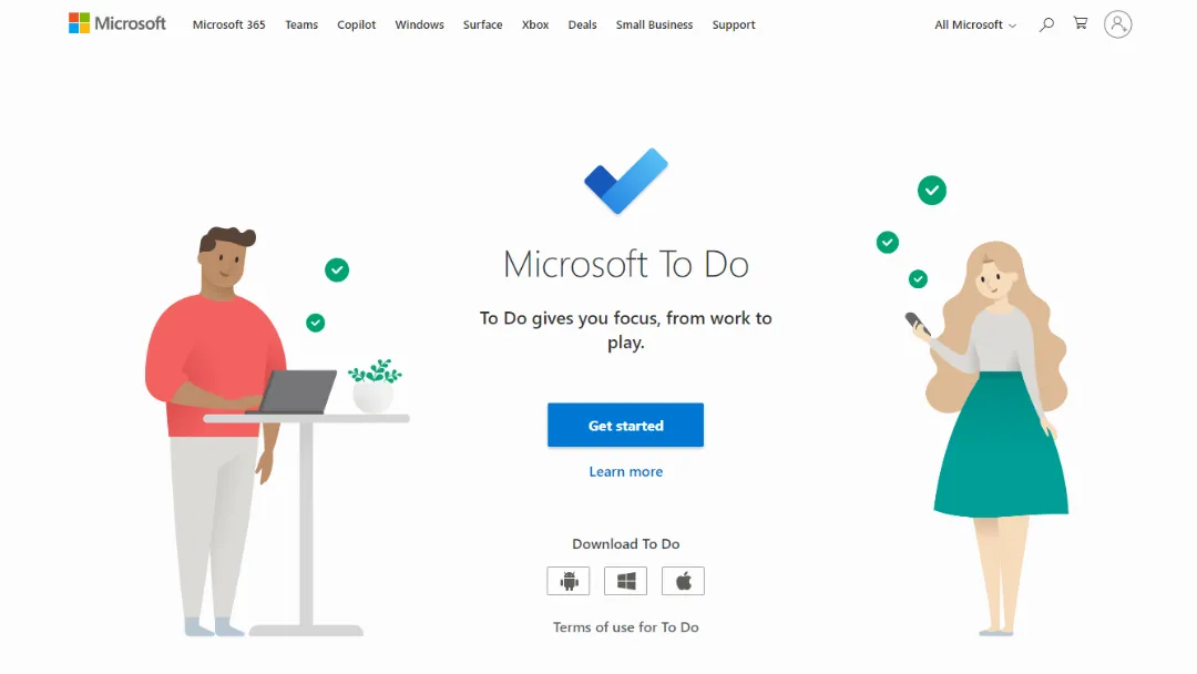 Microsoft To Do Website Screenshot