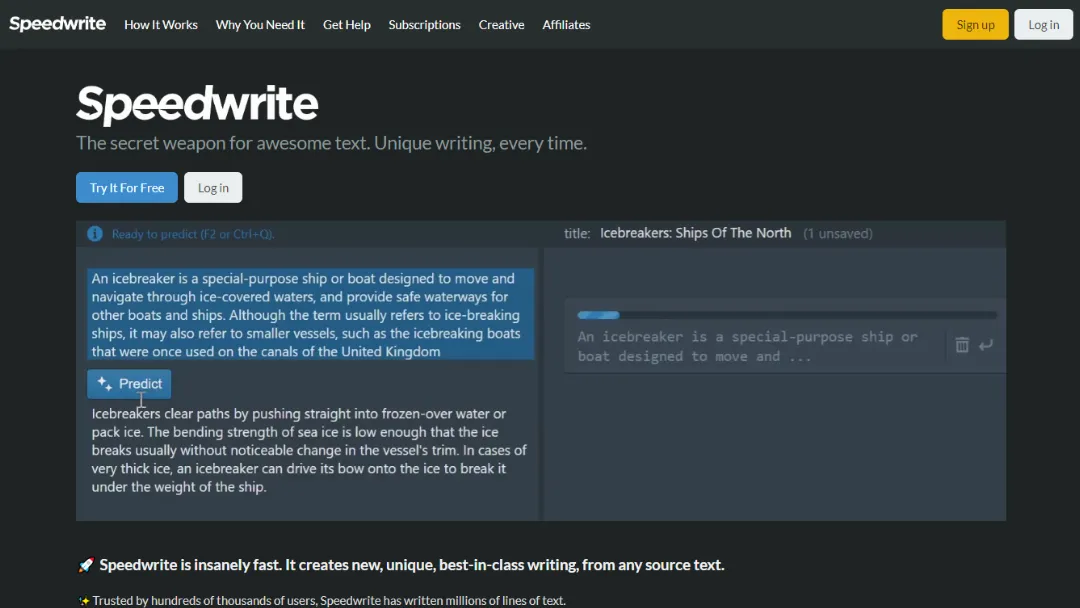 Speedwrite Website Screenshot