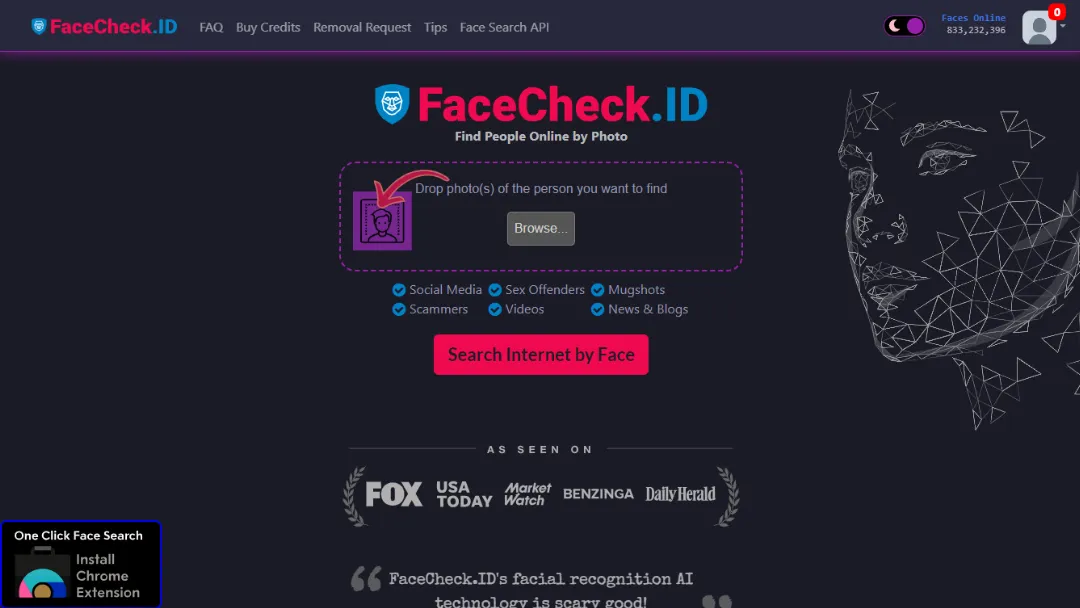 FaceCheck.ID Screenshot