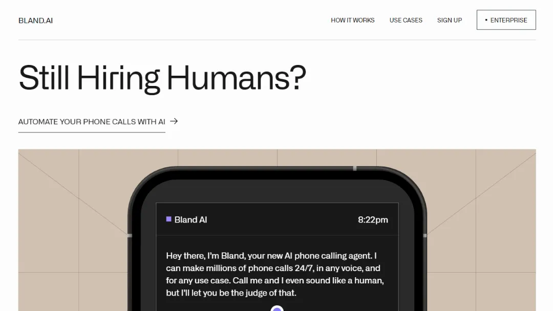 Bland AI Website Screenshot