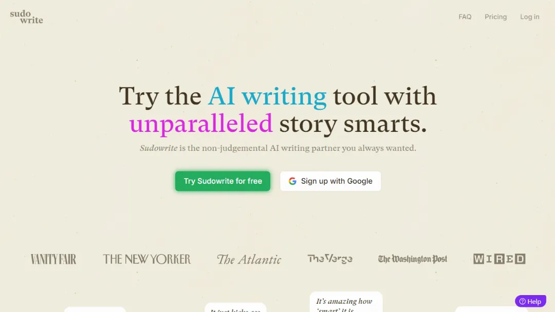 Sudowrite Website Screenshot