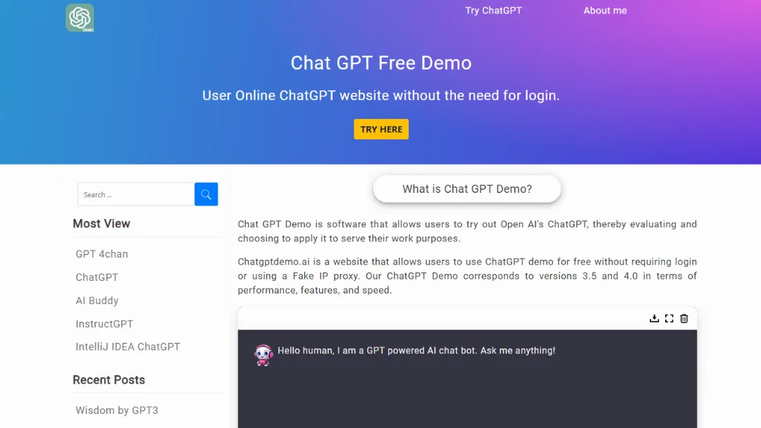 ChatGPT Demo Screenshot