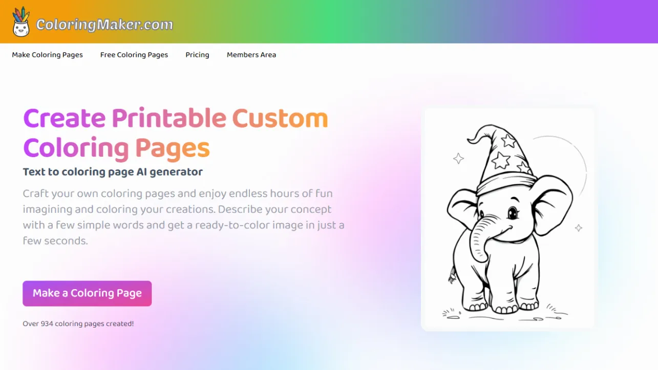 ColoringMaker Website Screenshot