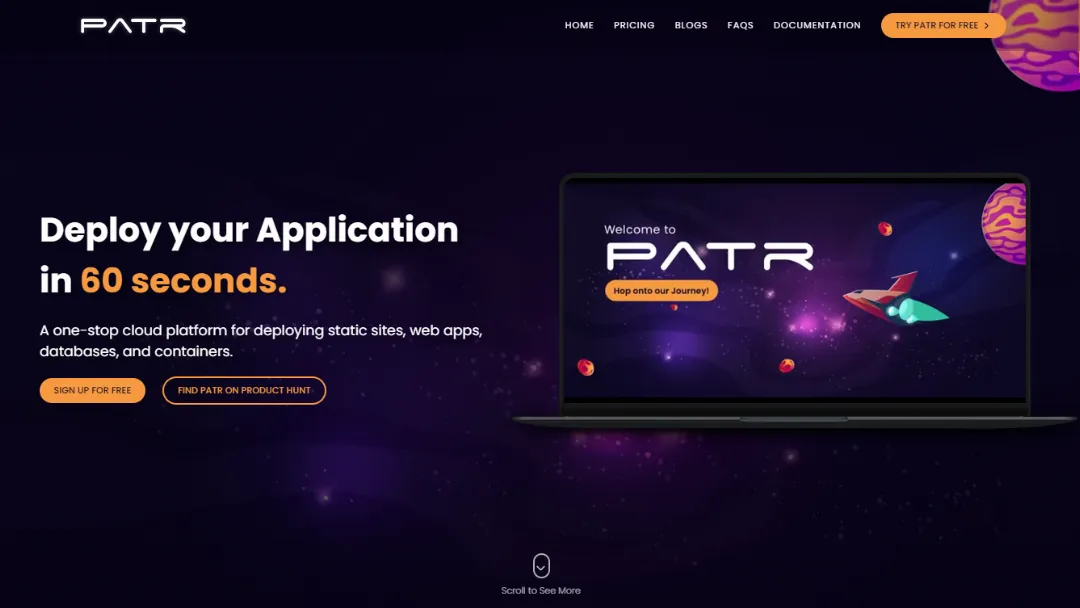 Patr Cloud Website Screenshot