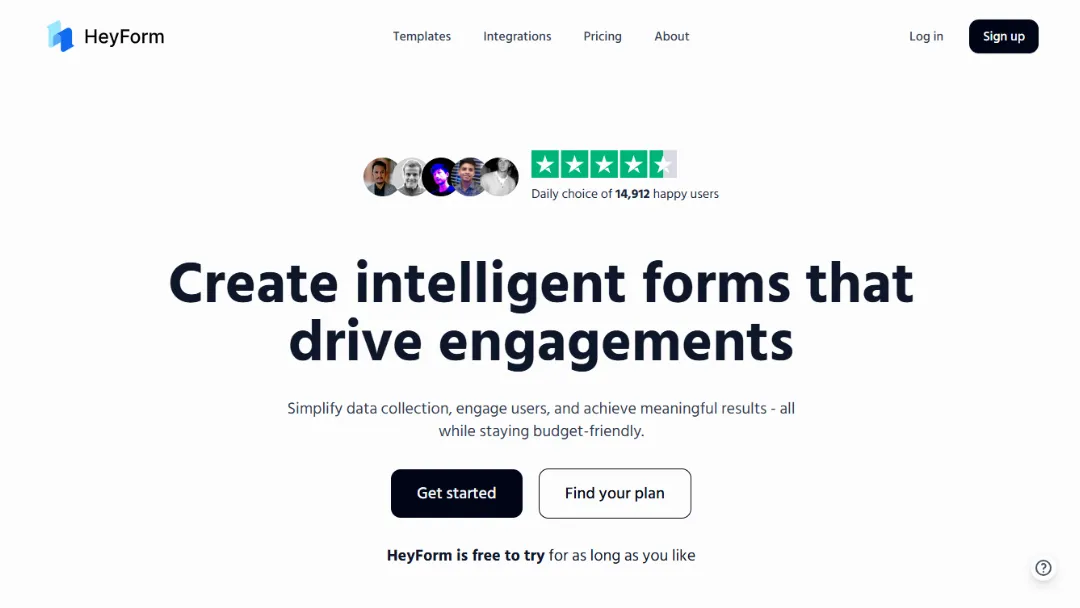 HeyForm Website Screenshot