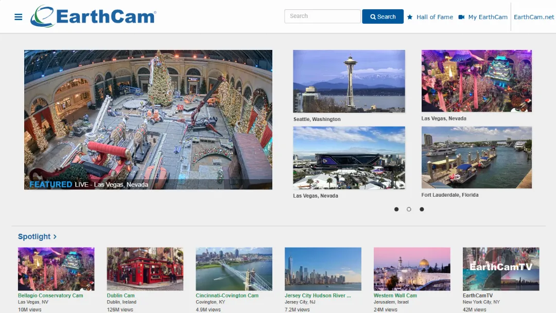 EarthCam - Webcam Network Website Screenshot