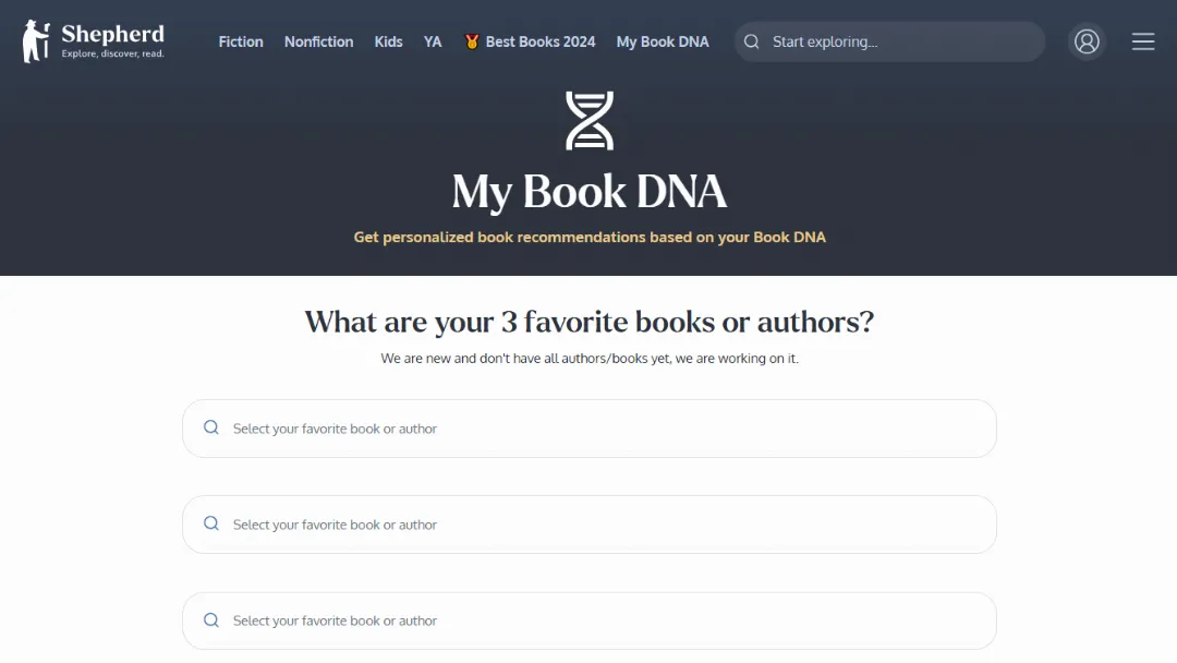 My Book DNA Website Screenshot