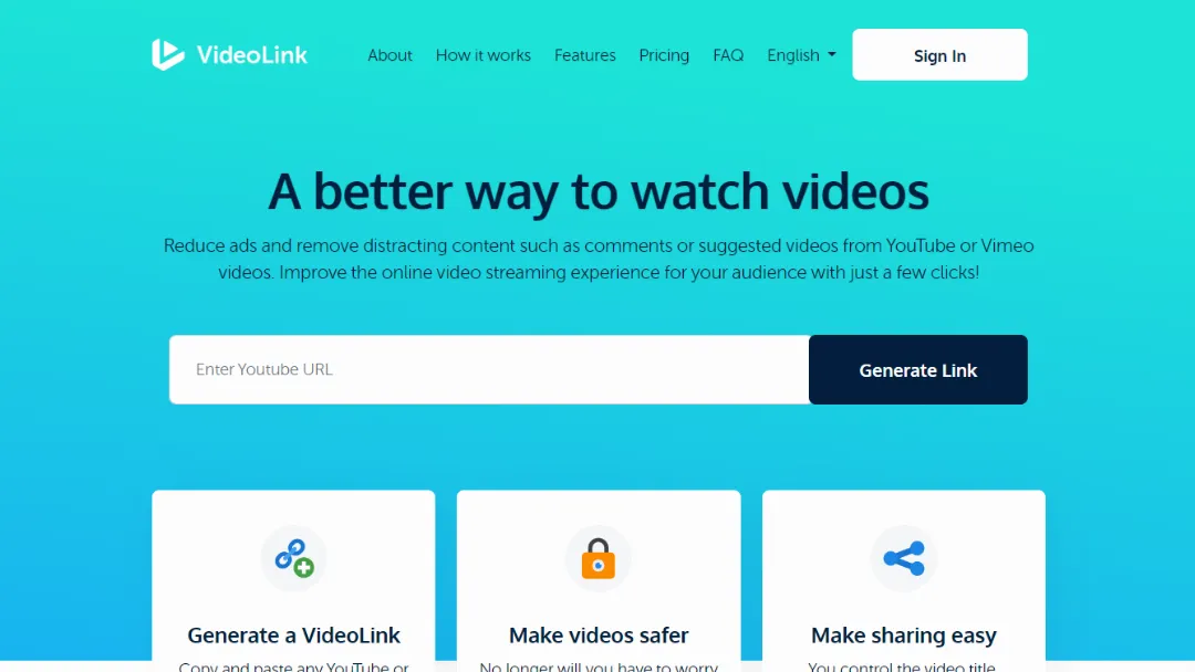 VideoLink Website Screenshot