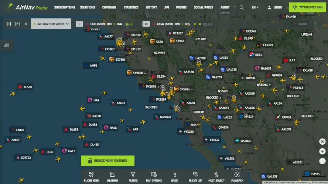 AirNav Radar Website Screenshot