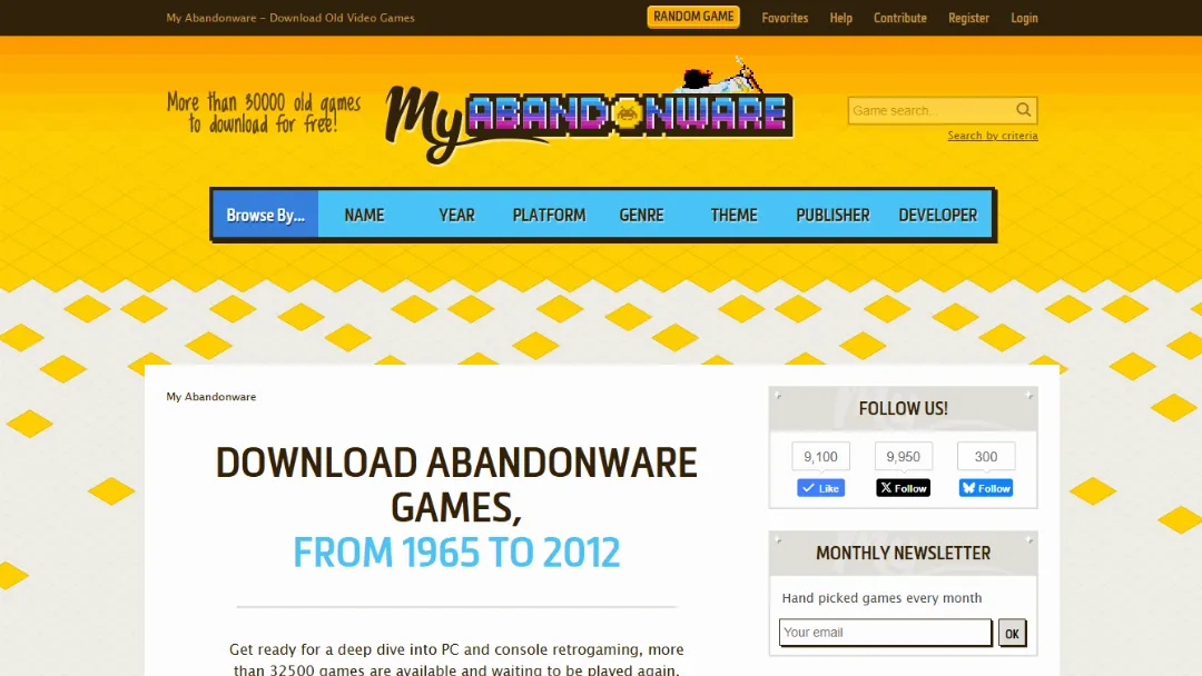 My Abandonware Website Screenshot