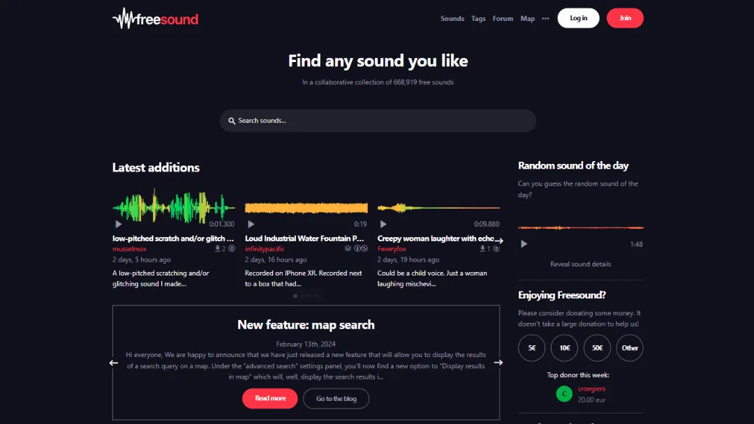 Freesound Website Screenshot