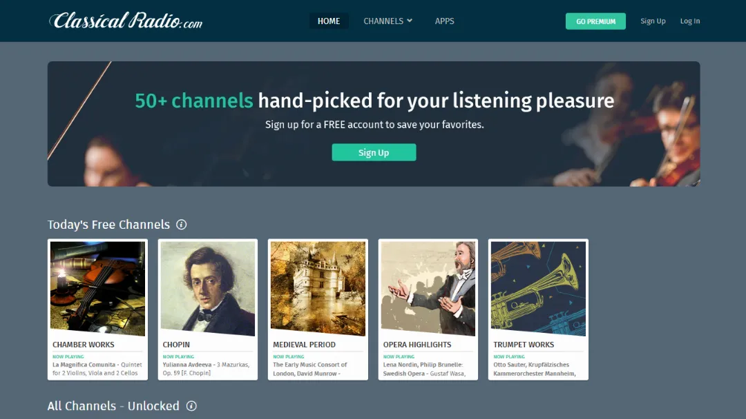 Classical Radio Website Screenshot