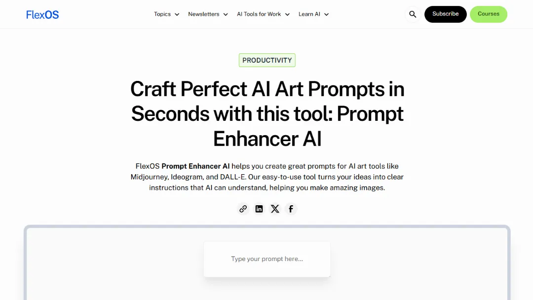 FlexOS | Prompt Enhancer AI Website Screenshot