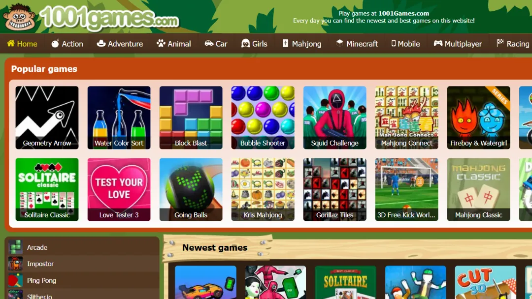 1001Games Website Screenshot