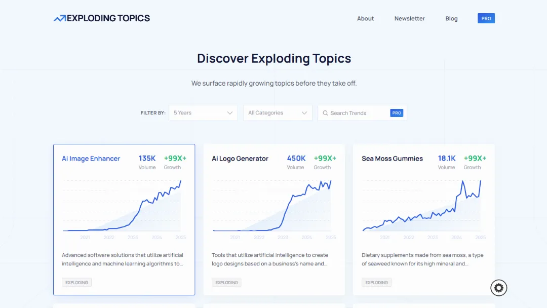 Exploding Topics Website Screenshot