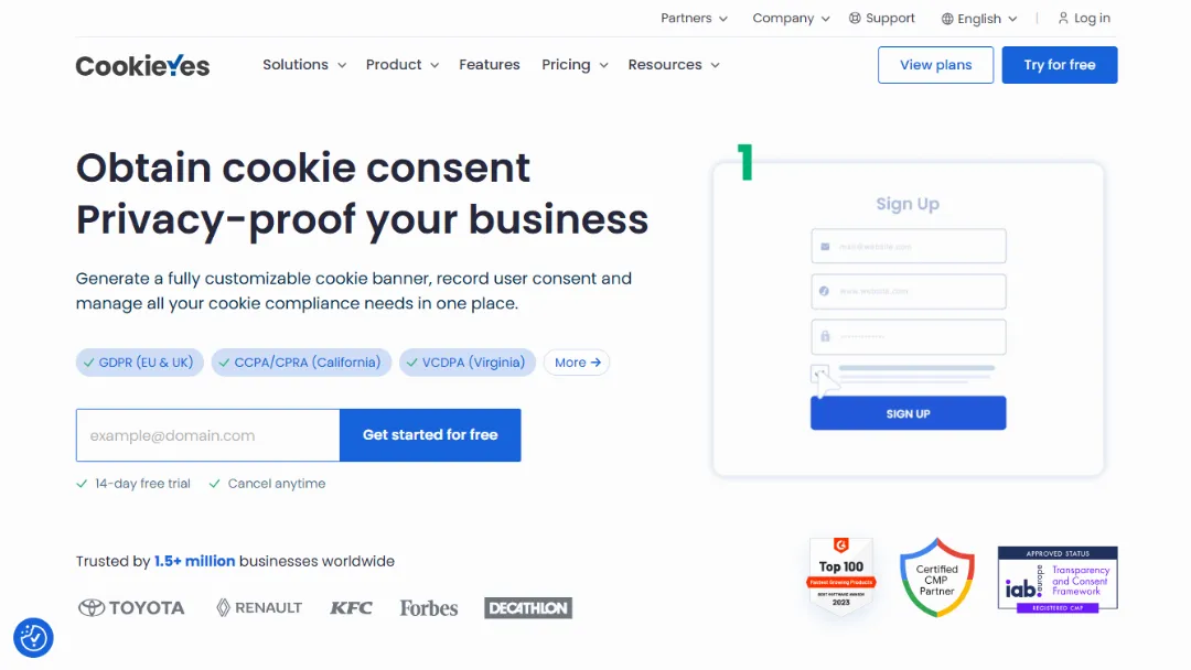 CookieYes Website Screenshot