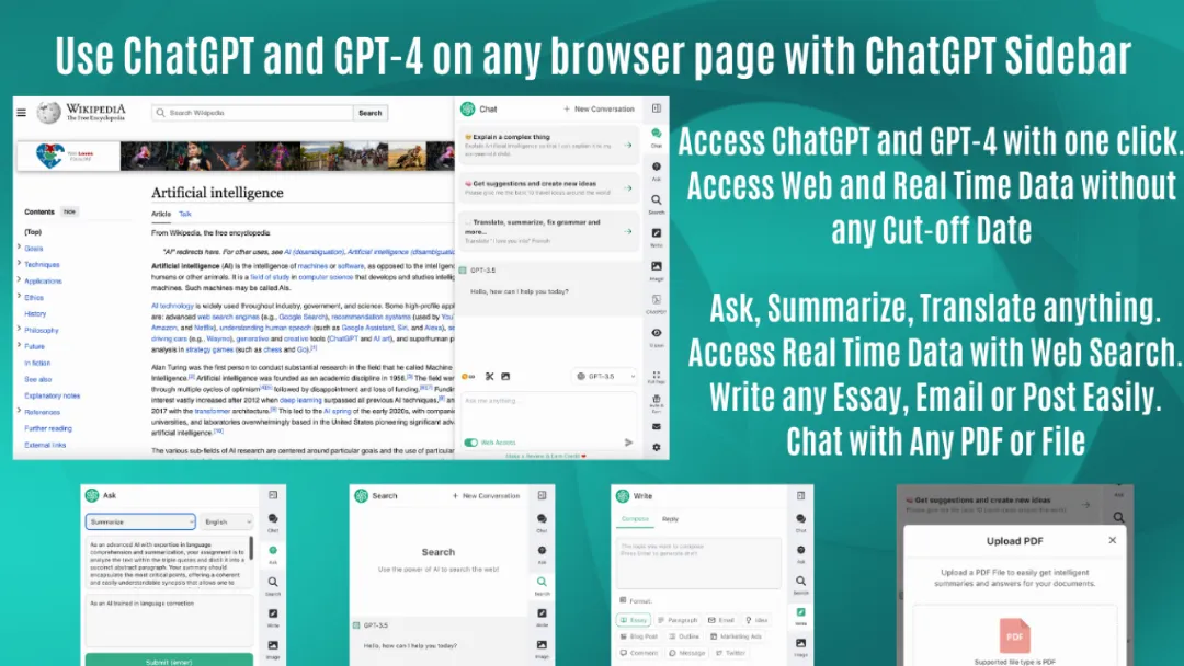 ChatGPT Sidebar Website Screenshot