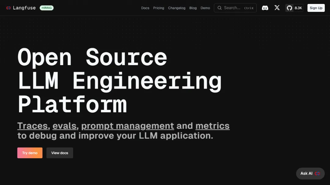 Langfuse Website Screenshot