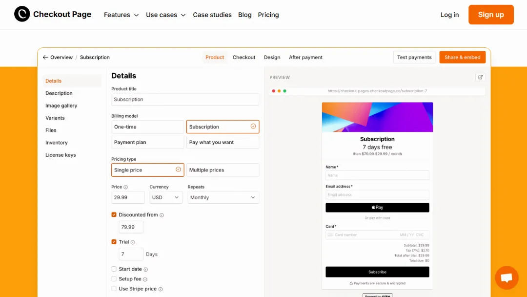 Checkout Page WebCurate