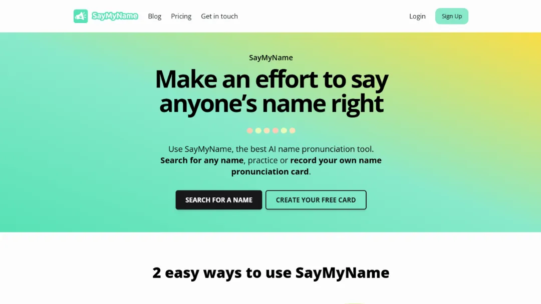 SayMyName Website Screenshot