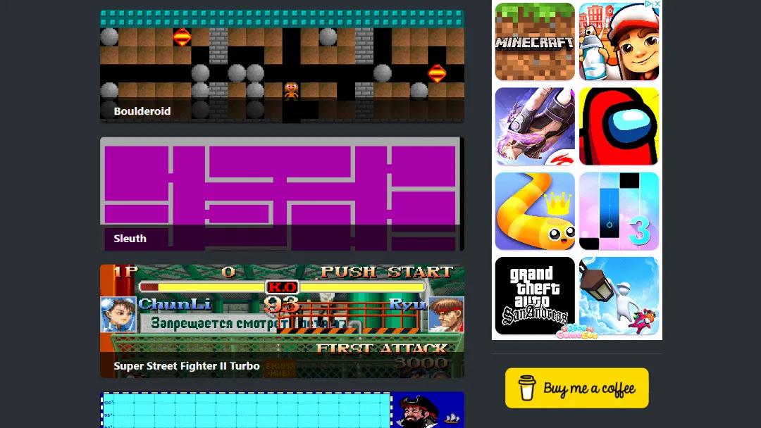 Play DOS Games Website Screenshot