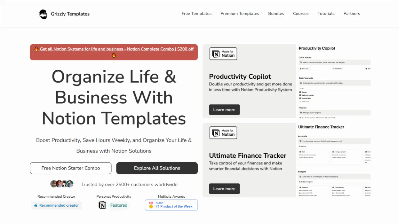 Grizzly Templates Website Screenshot