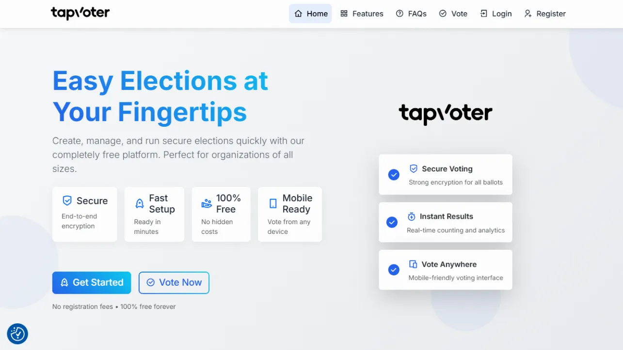 TapVoter Website Screenshot