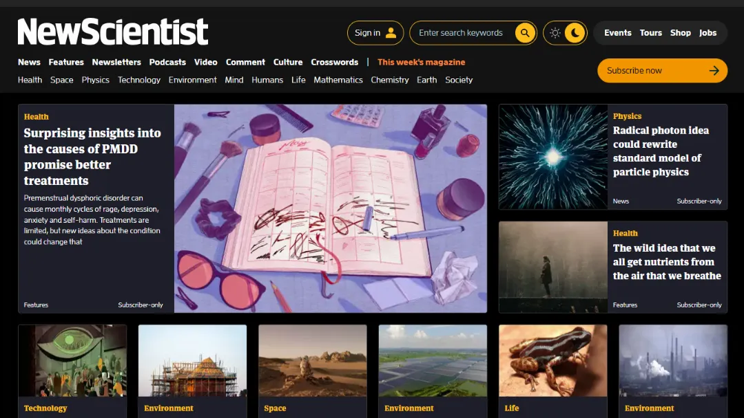 New Scientist Website Screenshot