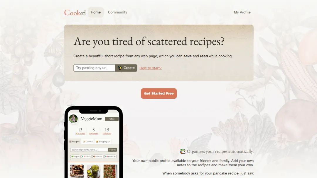 Cooked Wiki Website Screenshot