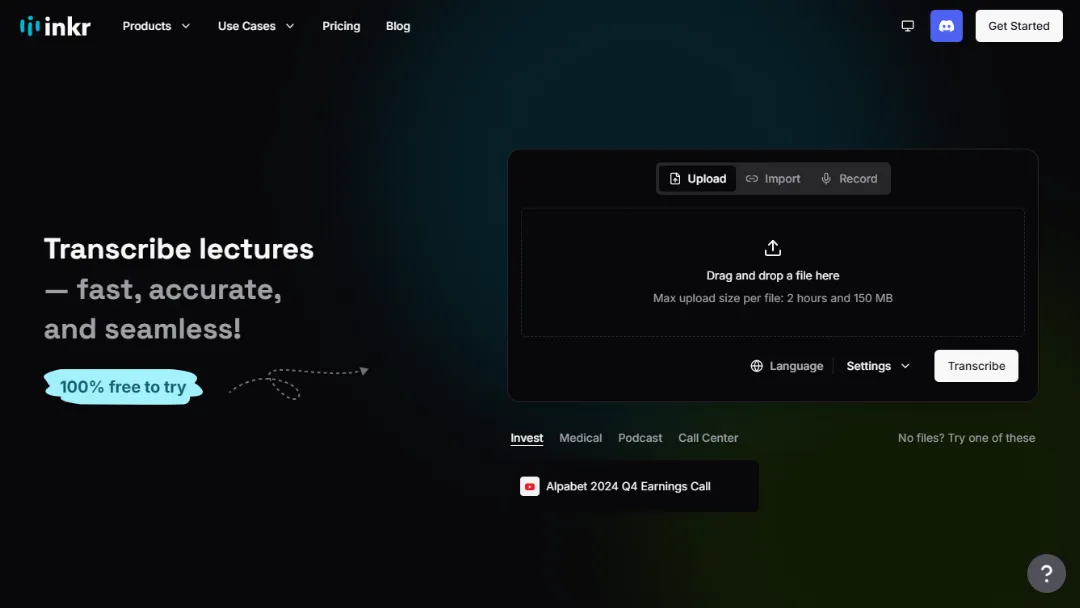 Inkr Website Screenshot