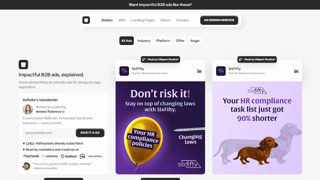 Adfolio Website Screenshot
