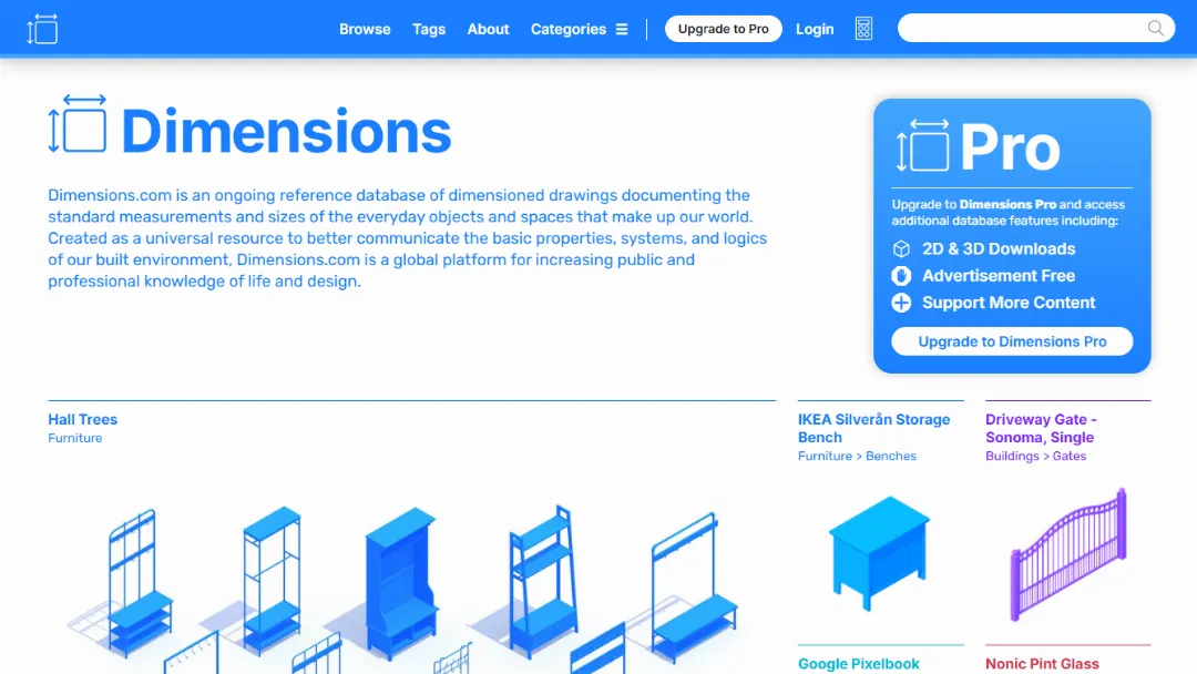 Dimensions Website Screenshot