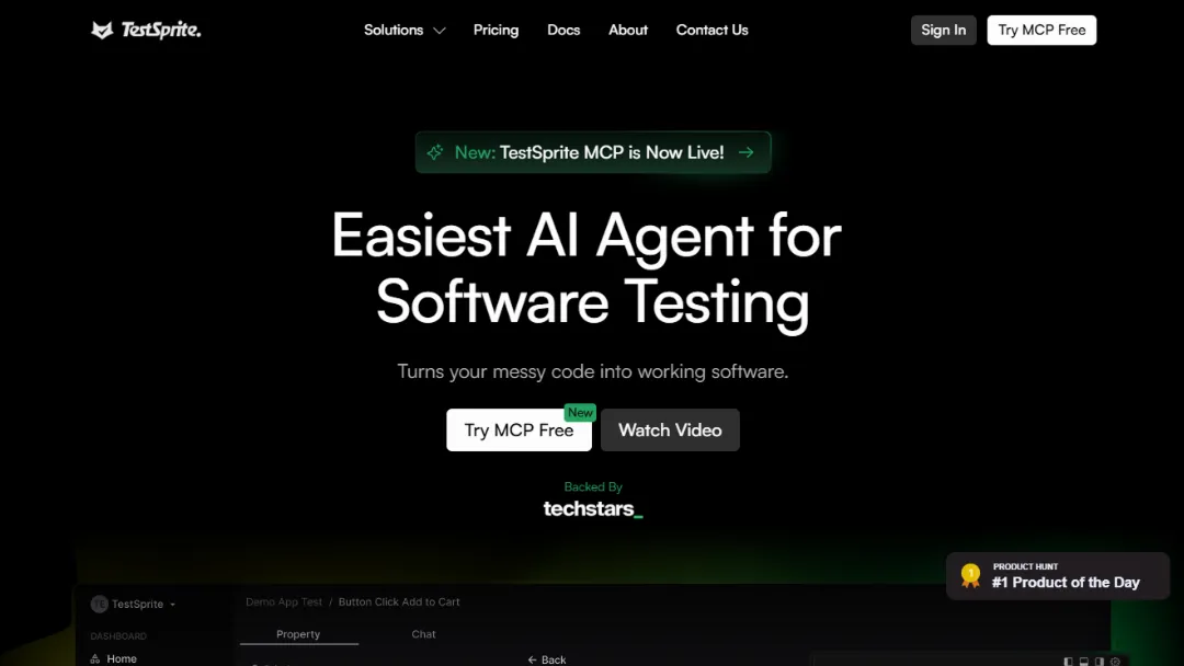 TestSprite Website Screenshot
