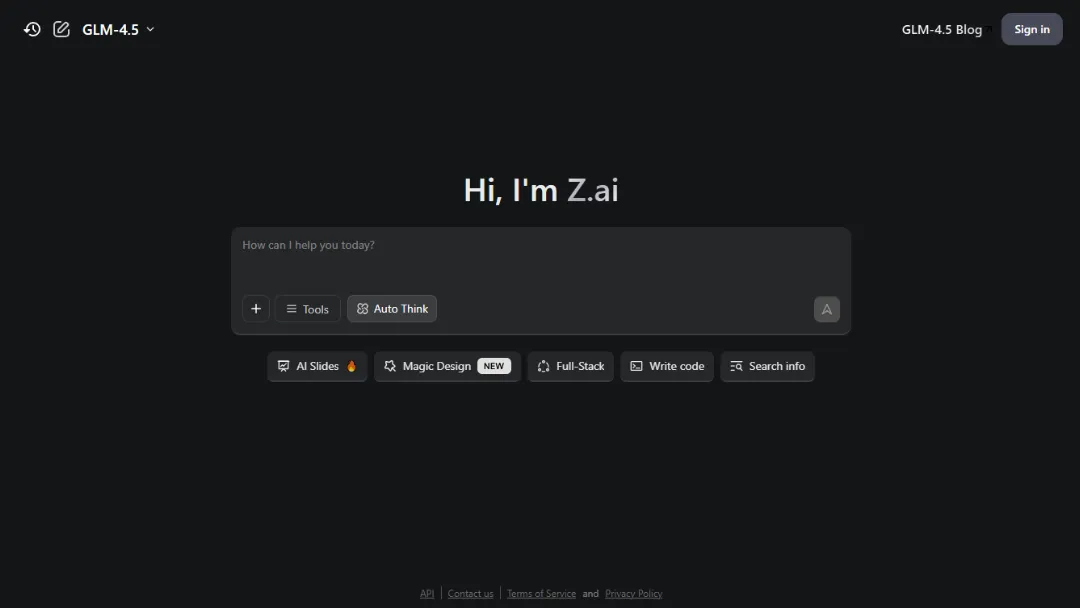 Z.ai Website Screenshot