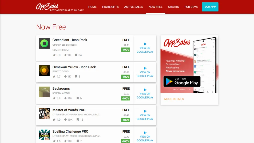 AppSales Website Screenshot