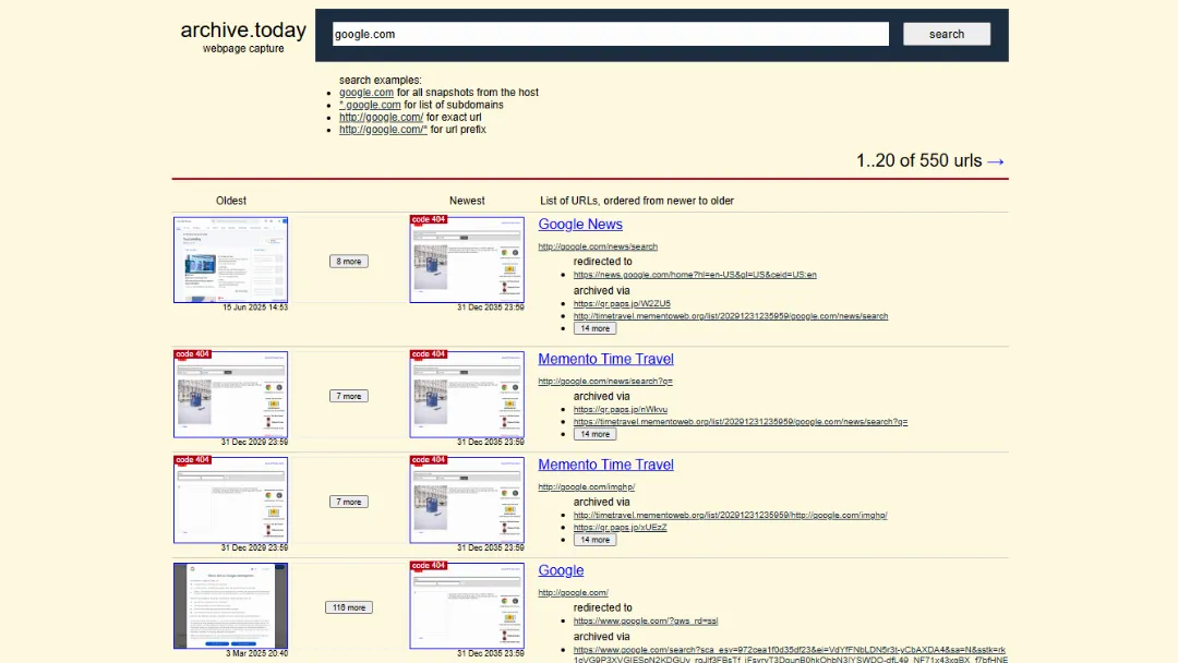 Archive.ph Website Screenshot