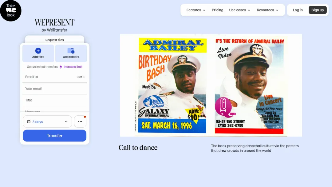WeTransfer Website Screenshot