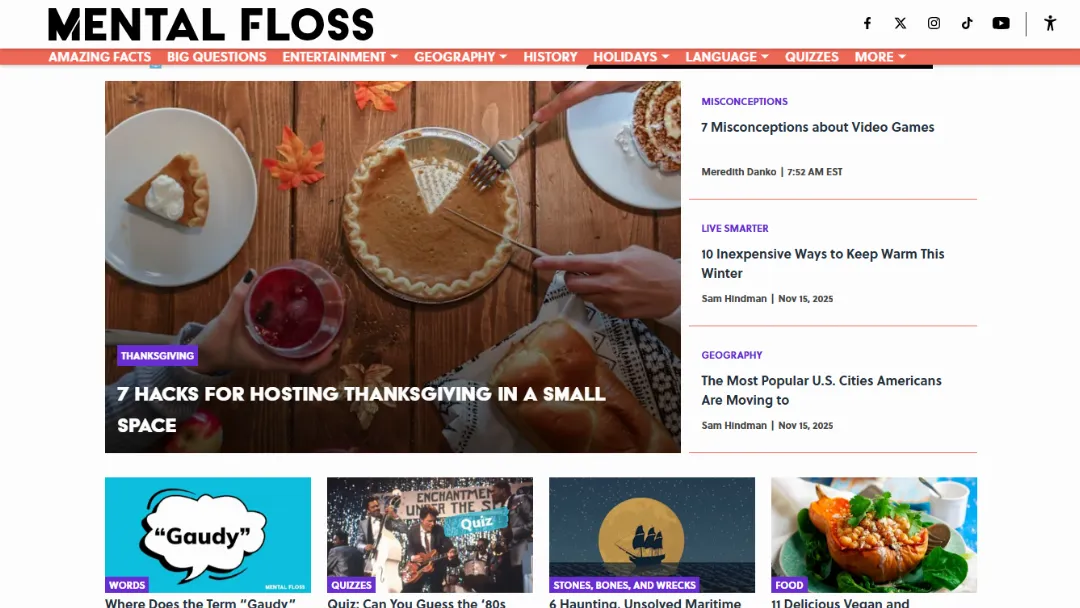 Mental Floss Website Screenshot