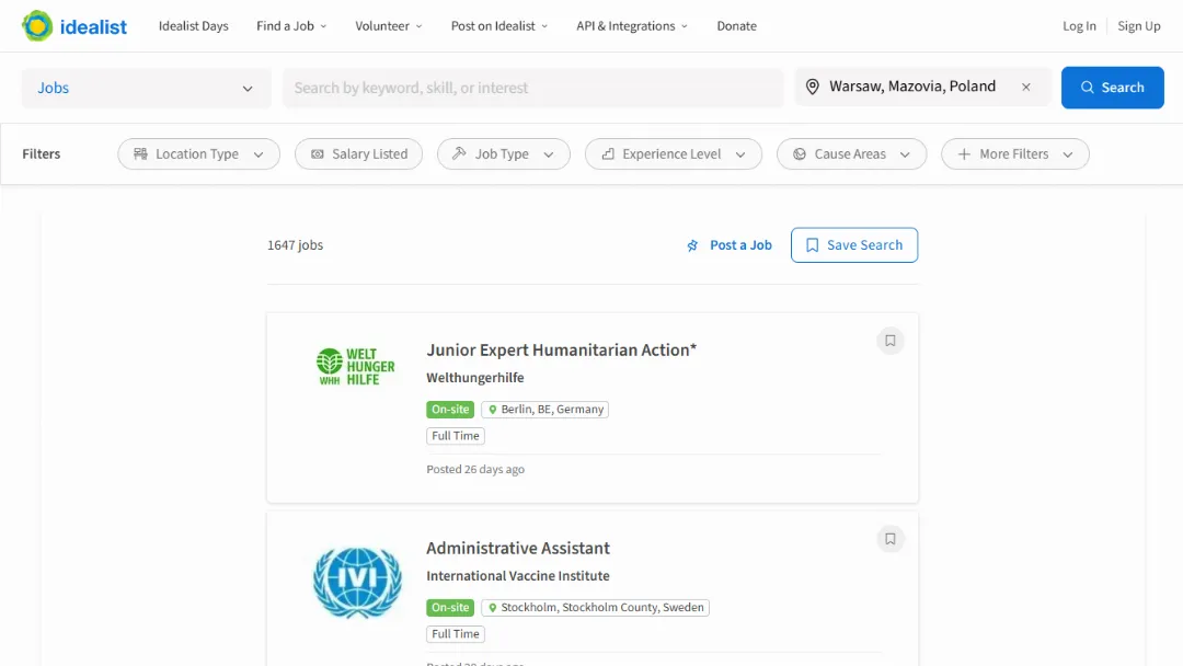 Idealist Website Screenshot