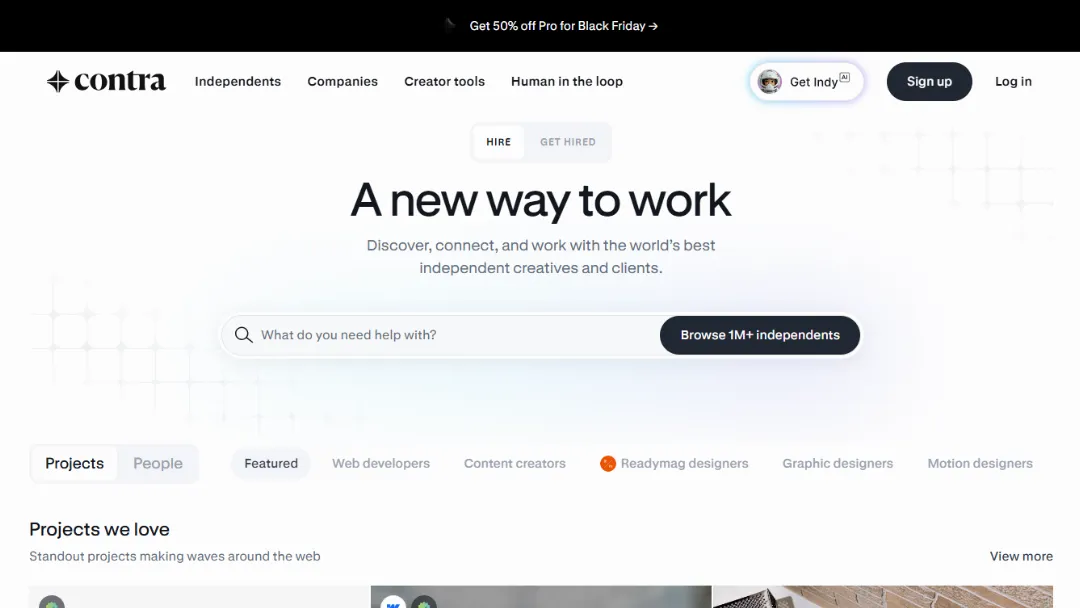 Contra Website Screenshot