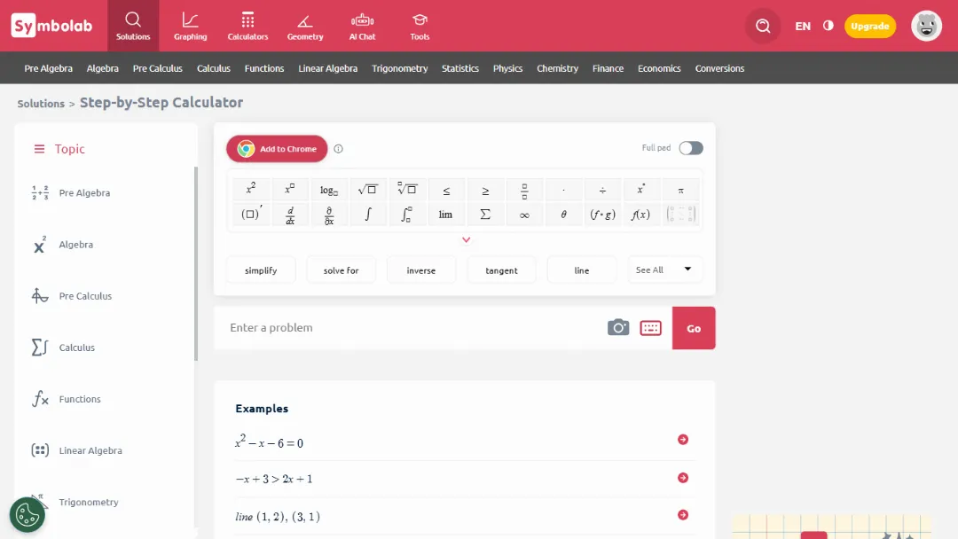 Symbolab Website Screenshot