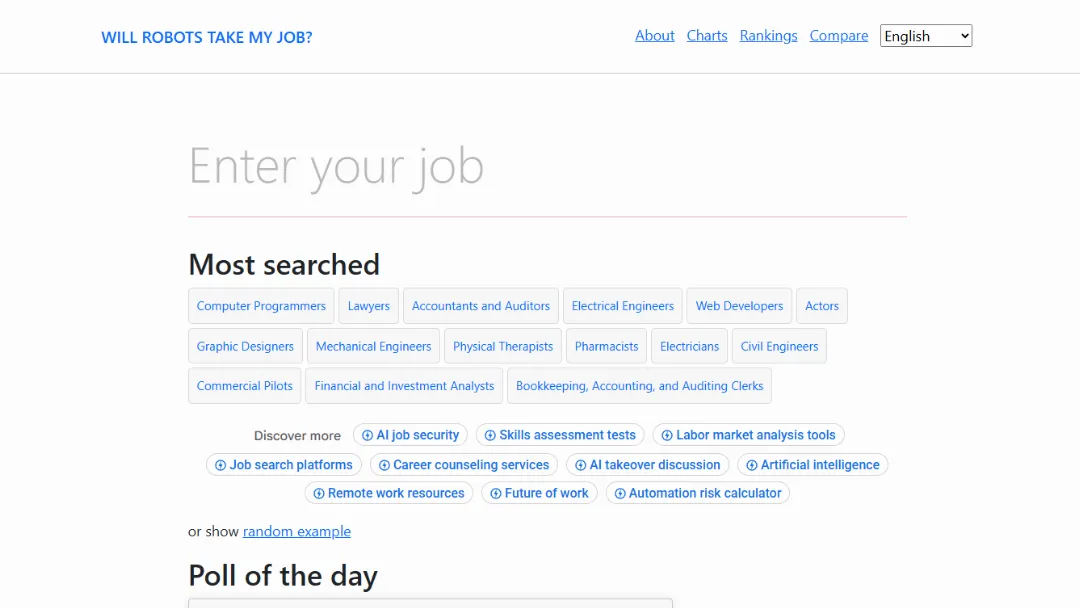 Will Robots Take My Job? Website Screenshot
