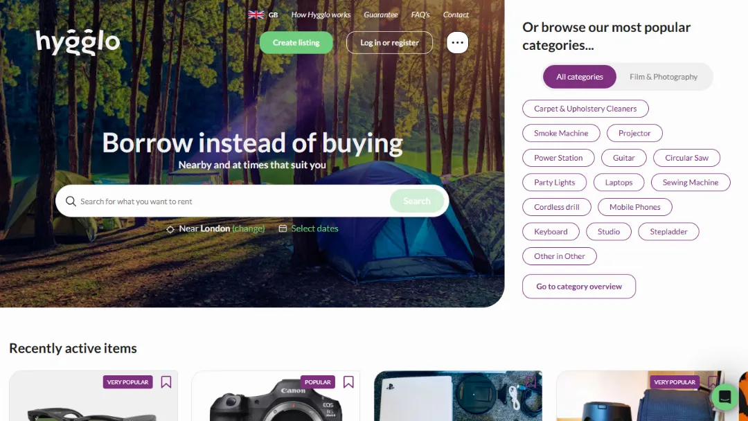 Hygglo Website Screenshot