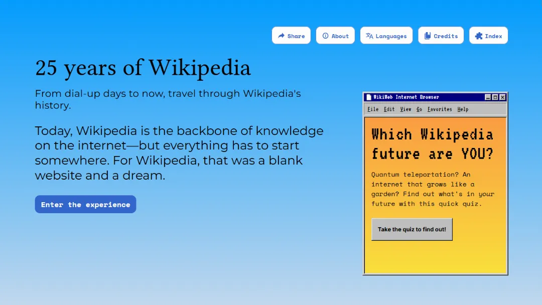 25 Years of Wikipedia Website Screenshot