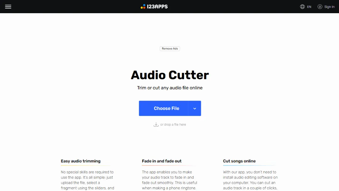MP3Cut Website Screenshot