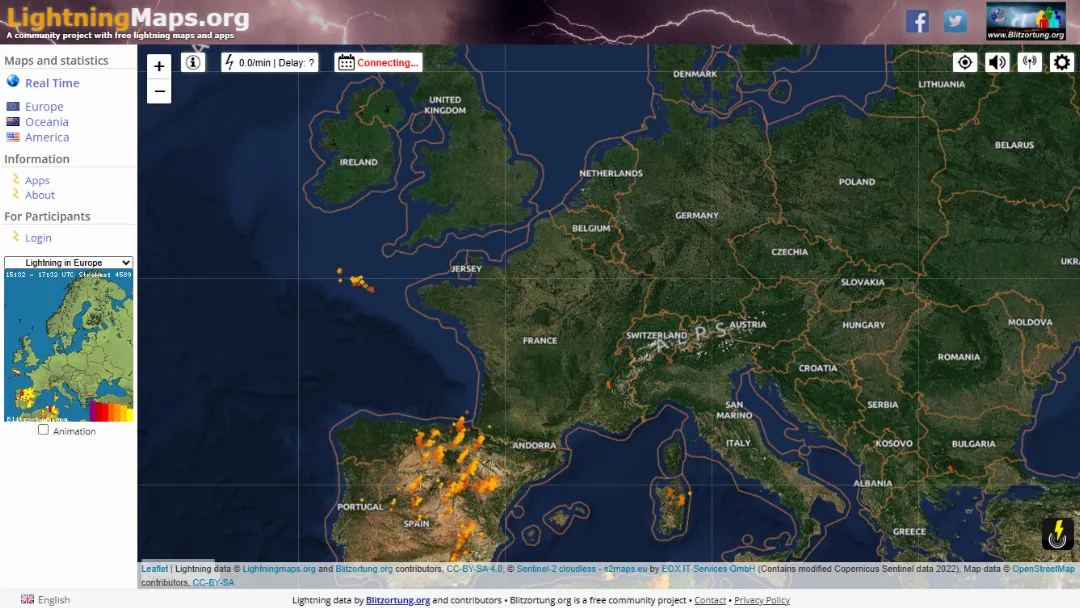 LightningMaps Website Screenshot