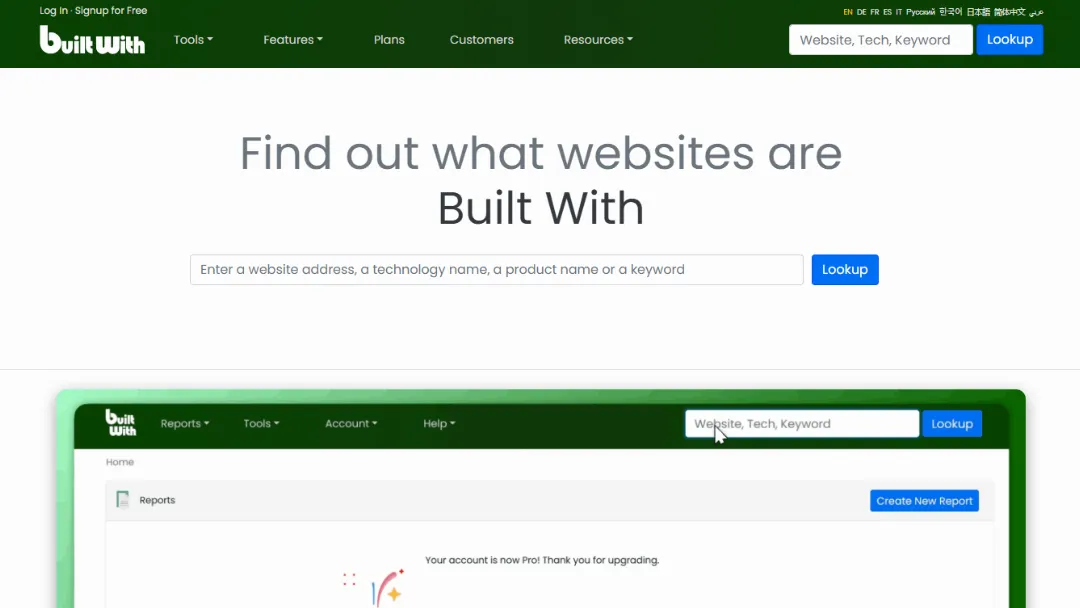 BuiltWith Website Screenshot